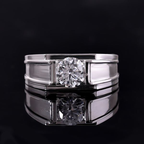 Men's Silver Center Stone Ring