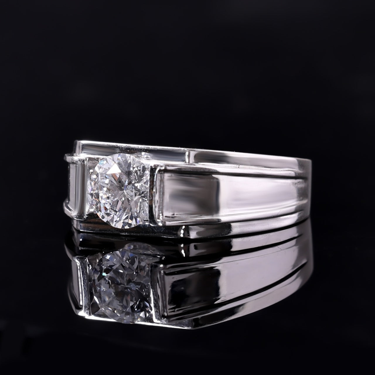 Men's Silver Center Stone Ring
